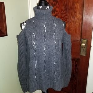 Gray Peep shoulder sweater